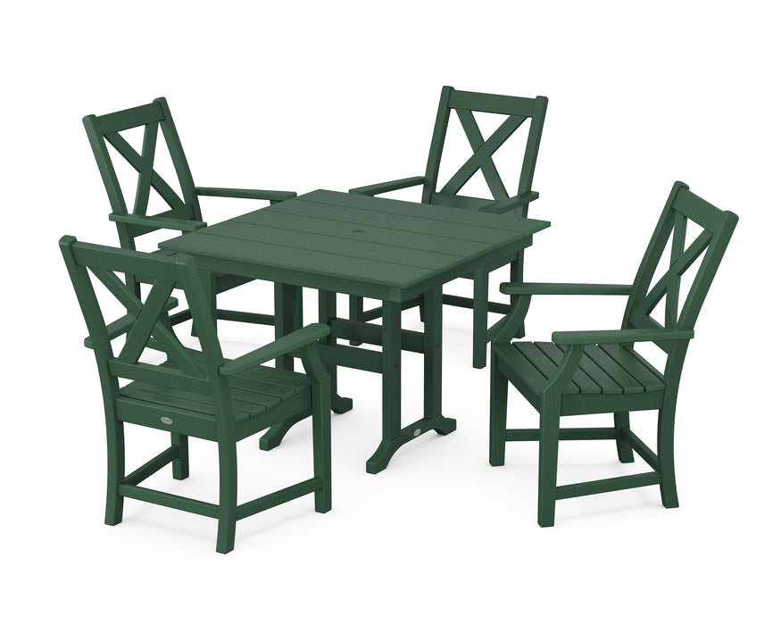 POLYWOOD Braxton 5-Piece Farmhouse Dining Set in Green