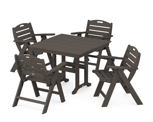 POLYWOOD Nautical Lowback Chair 5-Piece Farmhouse Dining Set in Vintage Coffee image