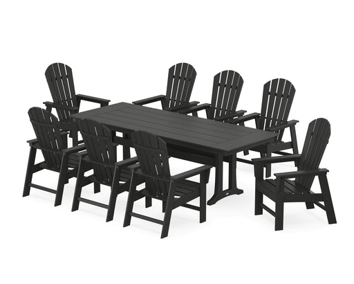 POLYWOOD South Beach 9-Piece Farmhouse Dining Set with Trestle Legs in Black image