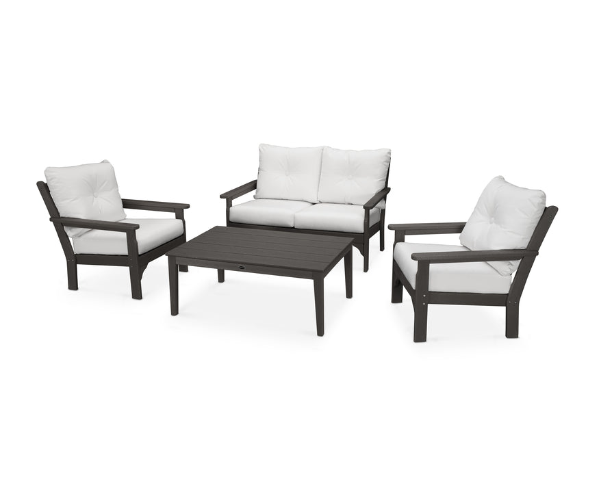 POLYWOOD Vineyard 4-Piece Deep Seating Set in Vintage Coffee / Natural