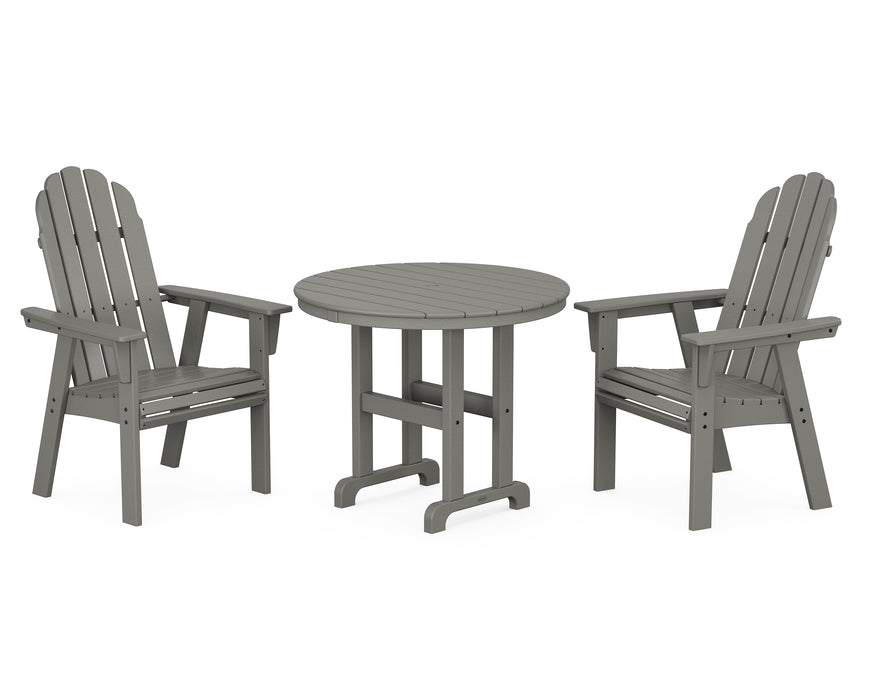 POLYWOOD Vineyard Adirondack 3-Piece Round Dining Set in Slate Grey