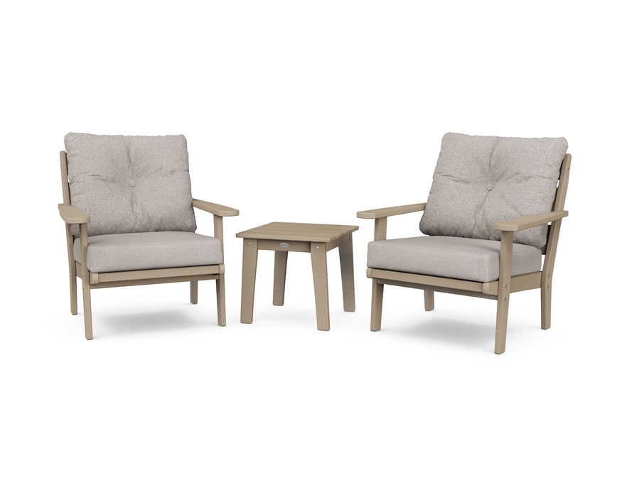 POLYWOOD Lakeside 3-Piece Deep Seating Chair Set in Vintage Sahara / Weathered Tweed