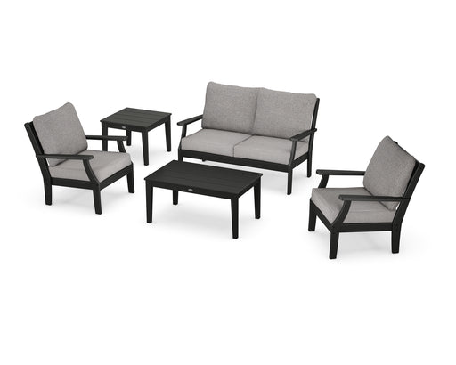 POLYWOOD Braxton 5-Piece Deep Seating Set in Black / Grey Mist image