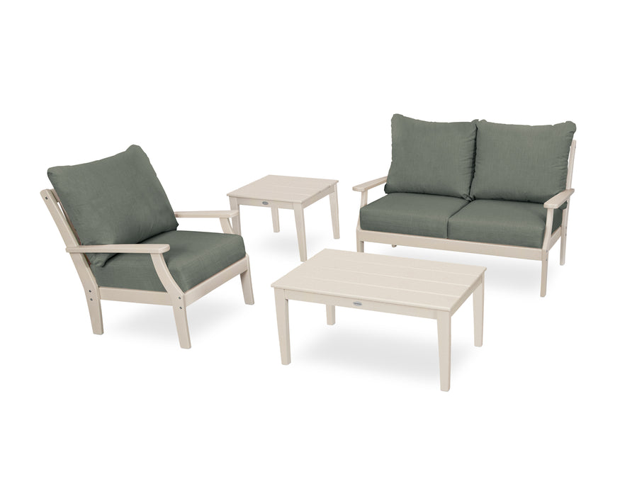 POLYWOOD Braxton 4-Piece Deep Seating Set in Sand / Cast Sage