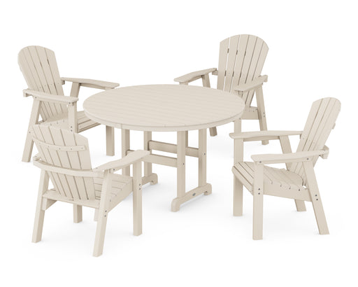 POLYWOOD Seashell 5-Piece Round Farmhouse Dining Set in Sand image