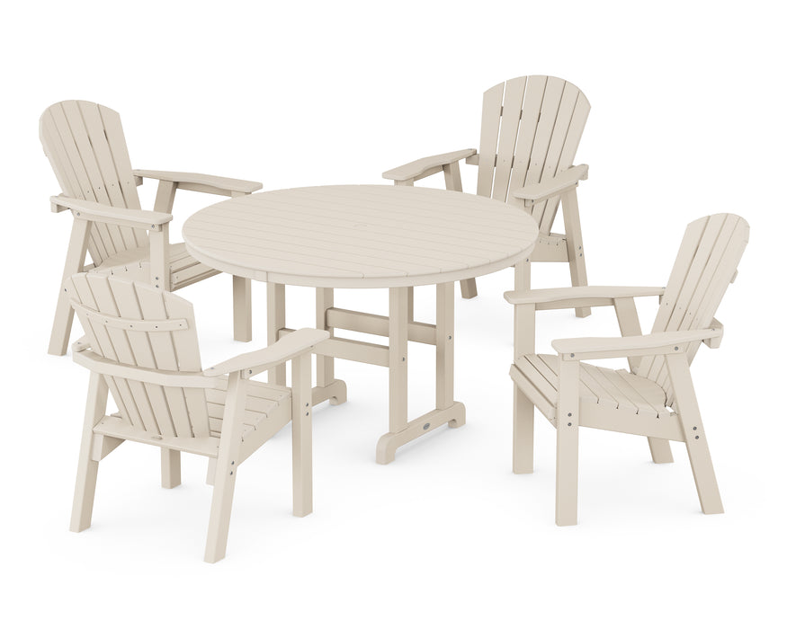 POLYWOOD Seashell 5-Piece Round Farmhouse Dining Set in Sand