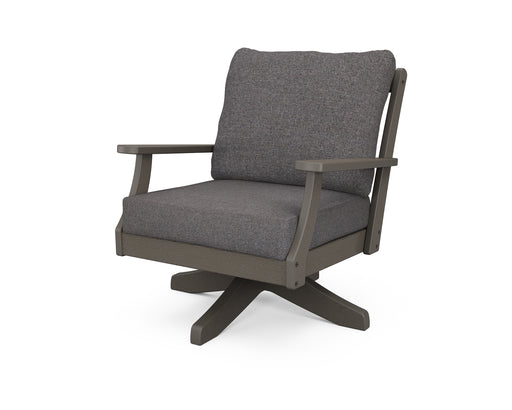 POLYWOOD Braxton Deep Seating Swivel Chair in Vintage Coffee / Ash Charcoal image