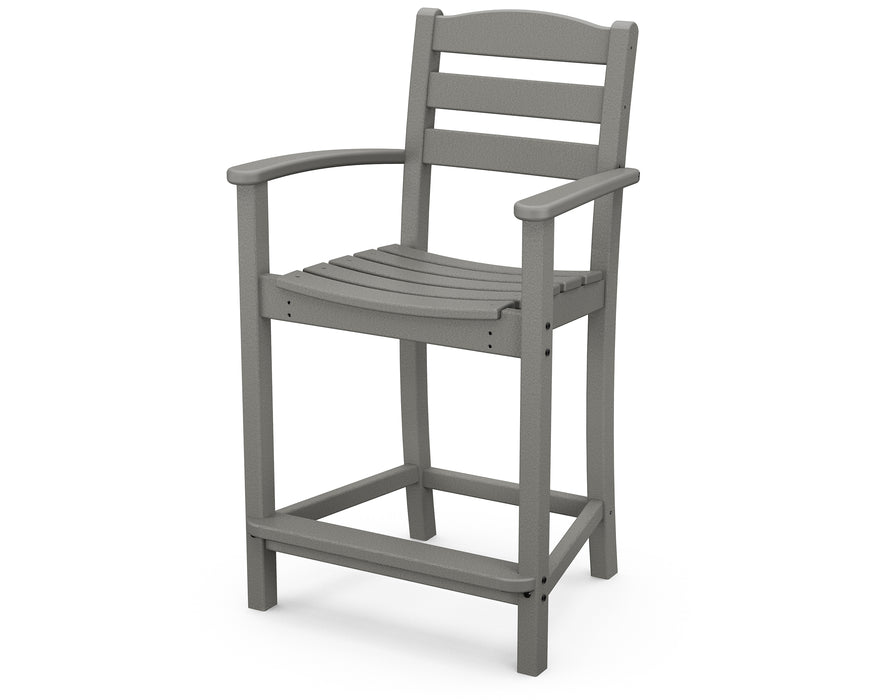 POLYWOOD La Casa Cafe Counter Arm Chair in Slate Grey