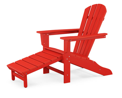 POLYWOOD Palm Coast Ultimate Adirondack with Hideaway Ottoman in Sunset Red image