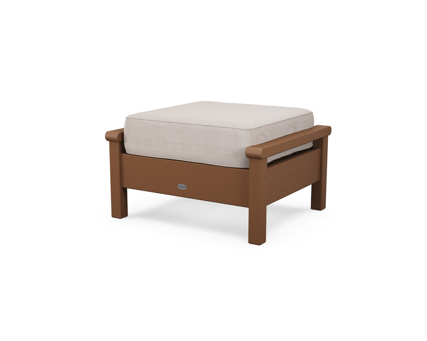 POLYWOOD Harbour Deep Seating Ottoman in Teak / Dune Burlap