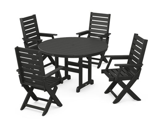 POLYWOOD Captain 5-Piece Round Dining Set in Black image