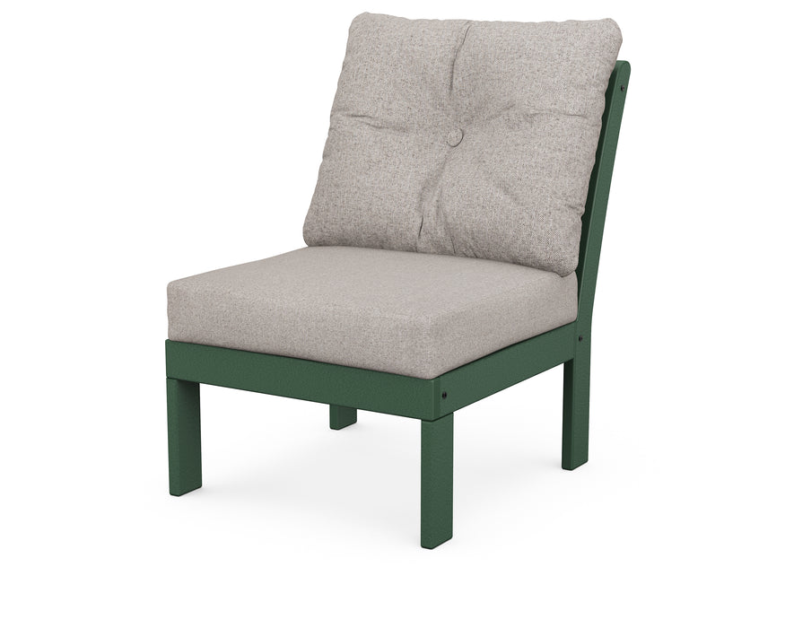 POLYWOOD Vineyard Modular Armless Chair in Green / Weathered Tweed