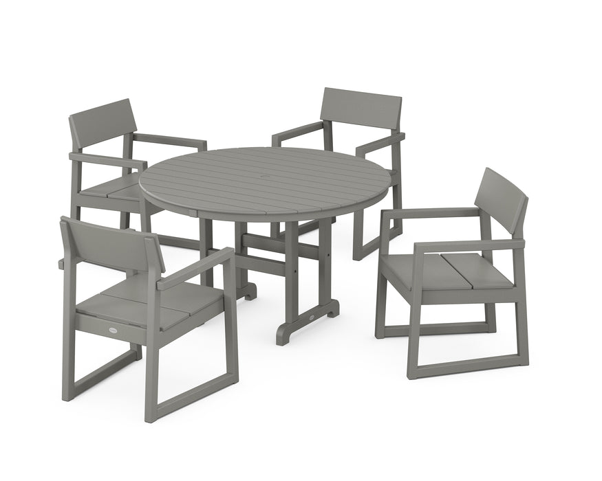 POLYWOOD EDGE 5-Piece Round Farmhouse Dining Set in Slate Grey