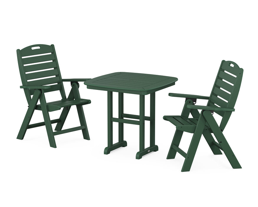 POLYWOOD Nautical Highback Chair 3-Piece Dining Set in Green