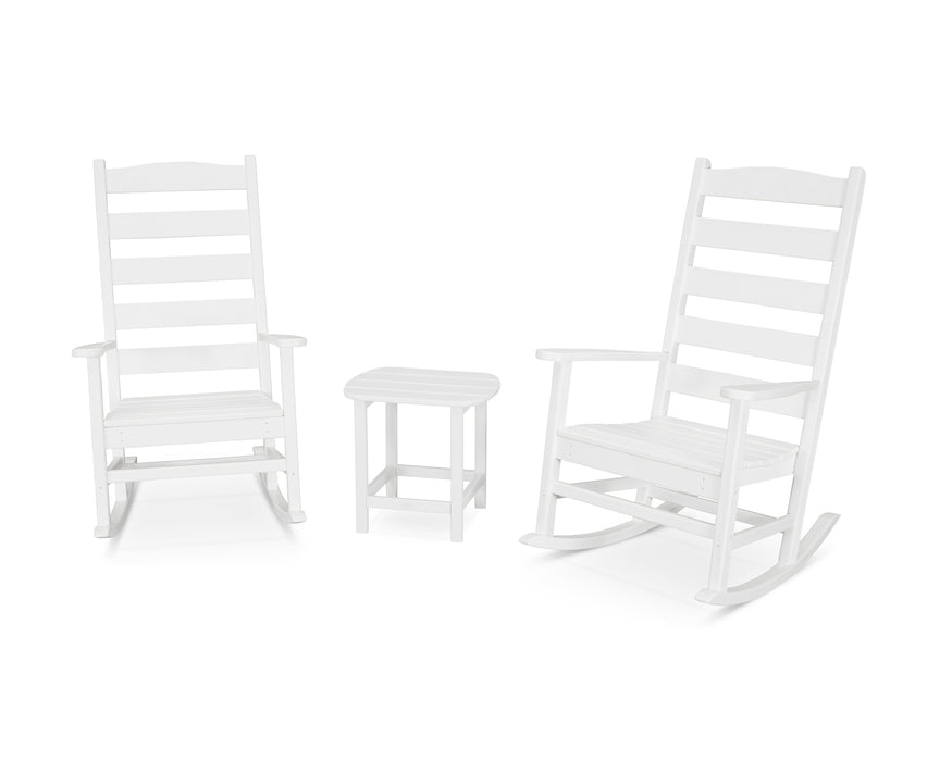 POLYWOOD Shaker 3-Piece Porch Rocking Chair Set in White image