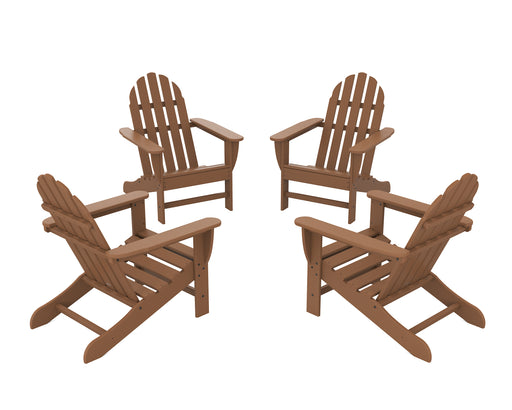 POLYWOOD 4-Piece Classic Adirondack Conversation Set in Teak image