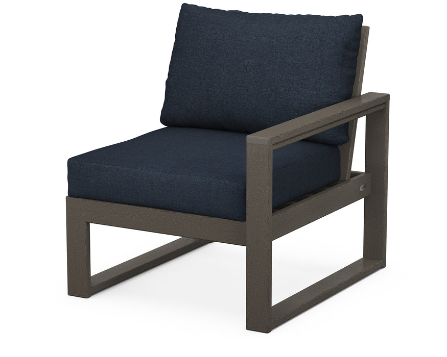 POLYWOOD EDGE Modular Right Arm Chair in Vintage Coffee / Marine Indigo