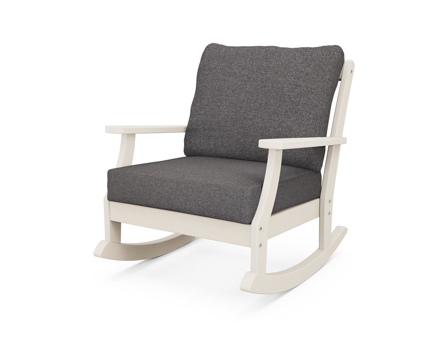 POLYWOOD Braxton Deep Seating Rocking Chair in Sand / Ash Charcoal