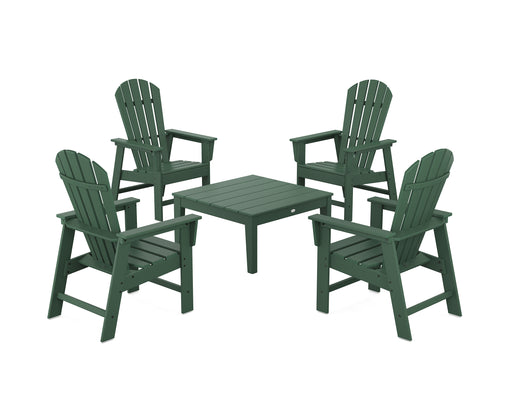 POLYWOOD 5-Piece South Beach Casual Chair Conversation Set with 36" Conversation Table in Green image