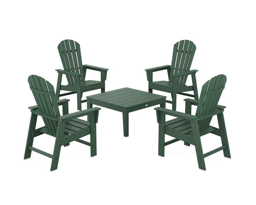 POLYWOOD 5-Piece South Beach Casual Chair Conversation Set with 36" Conversation Table in Green image