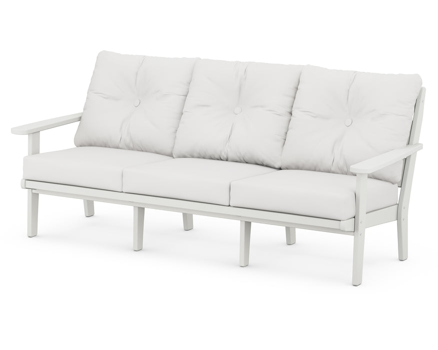 POLYWOOD Lakeside Deep Seating Sofa in Vintage White / Natural Linen