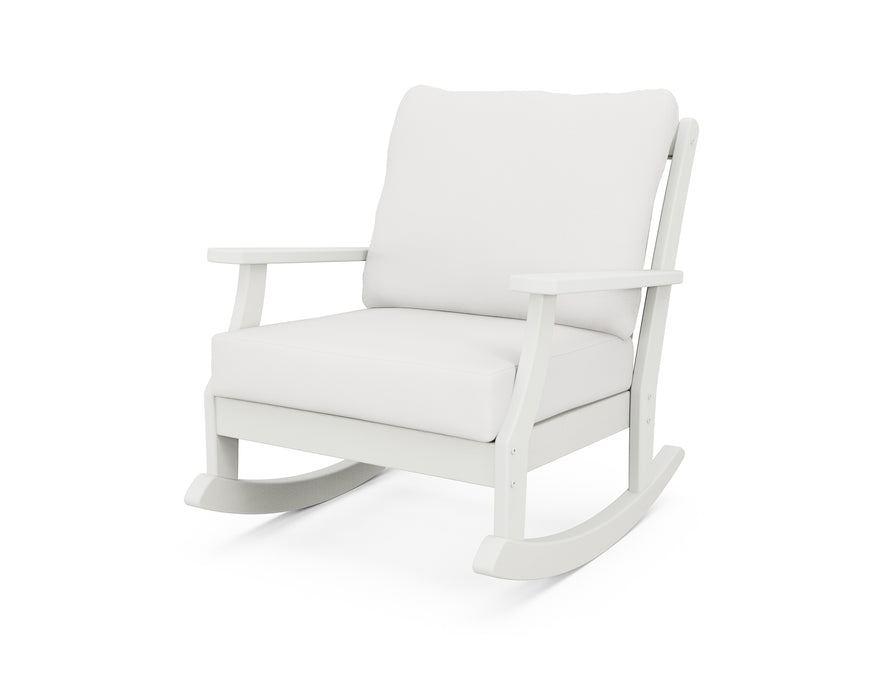 POLYWOOD Braxton Deep Seating Rocking Chair in Vintage White / Natural Linen