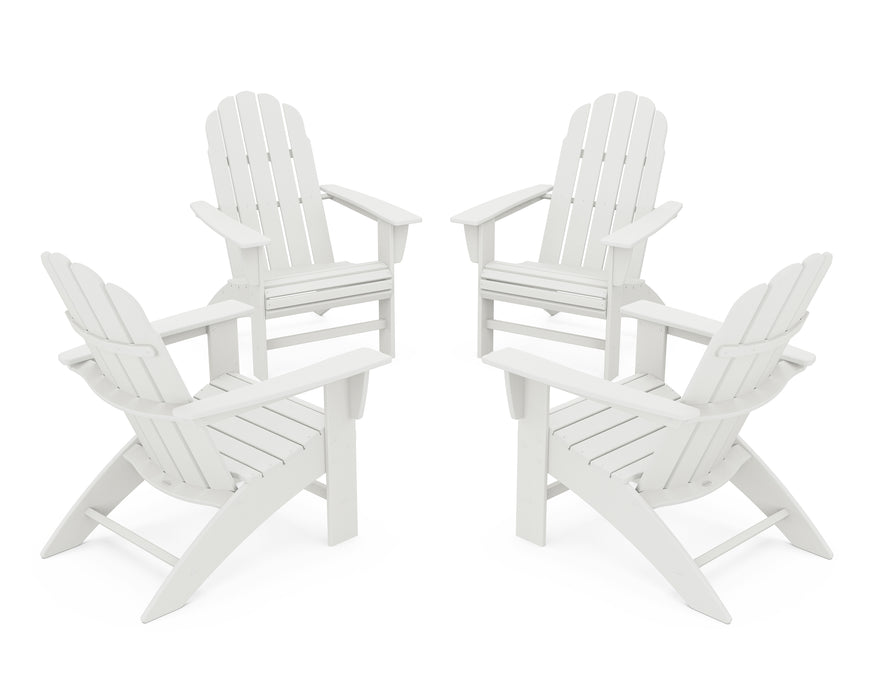 POLYWOOD 4-Piece Vineyard Curveback Adirondack Chair Conversation Set in Vintage White