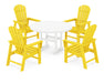 POLYWOOD South Beach 5-Piece Round Farmhouse Dining Set in Lemon / White image