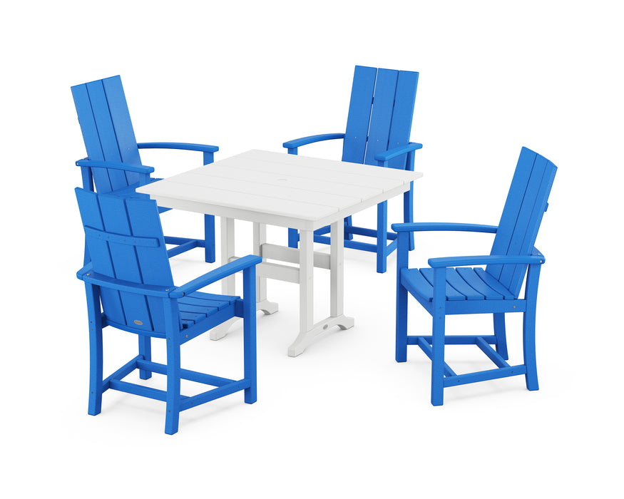 POLYWOOD Modern Adirondack 5-Piece Farmhouse Dining Set in Pacific Blue image