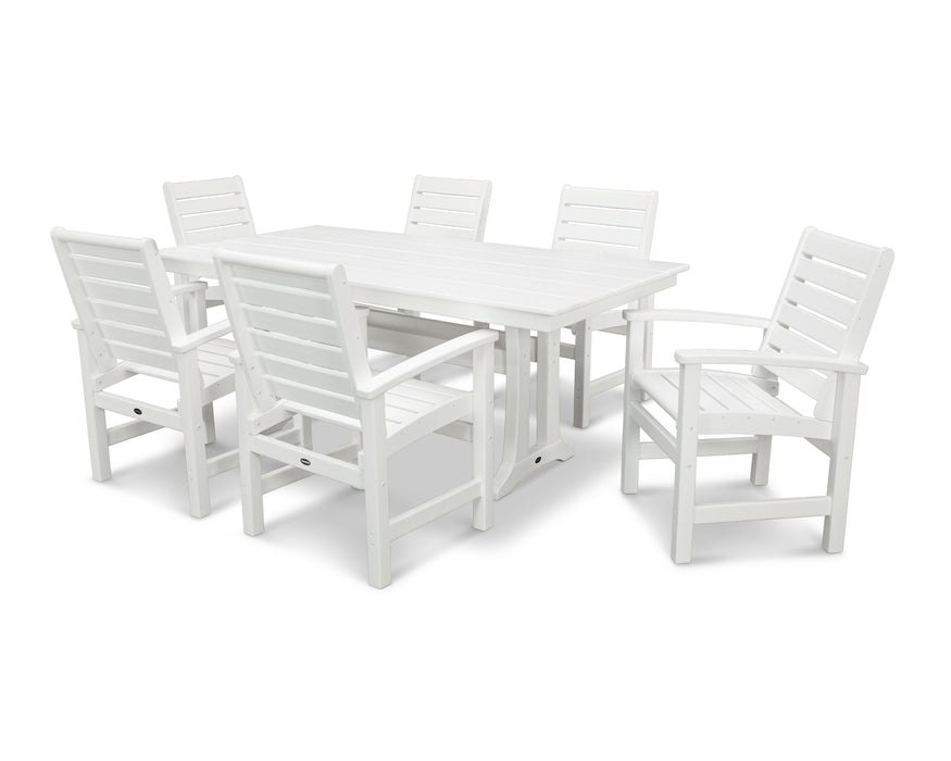 POLYWOOD Signature 7-Piece Farmhouse Dining Set with Trestle Legs in White image