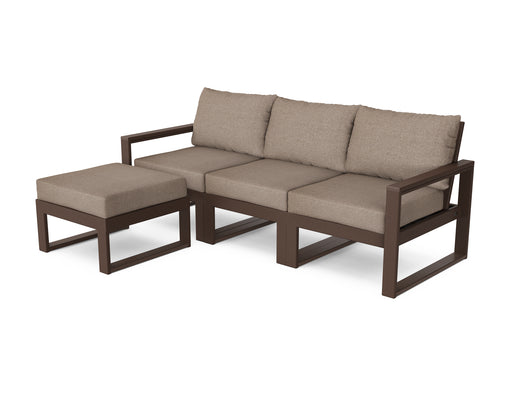 POLYWOOD EDGE 4-Piece Modular Deep Seating Set with Ottoman in Mahogany / Spiced Burlap image