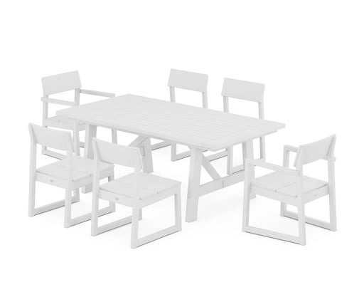 POLYWOOD EDGE 7-Piece Rustic Farmhouse Dining Set in White image