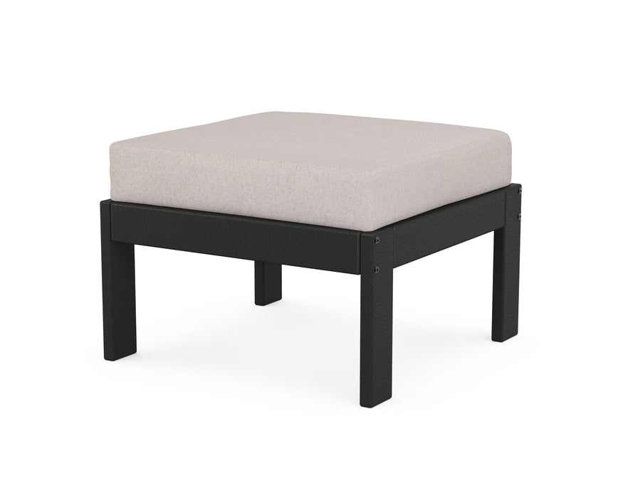 POLYWOOD Vineyard Modular Ottoman in Black / Dune Burlap