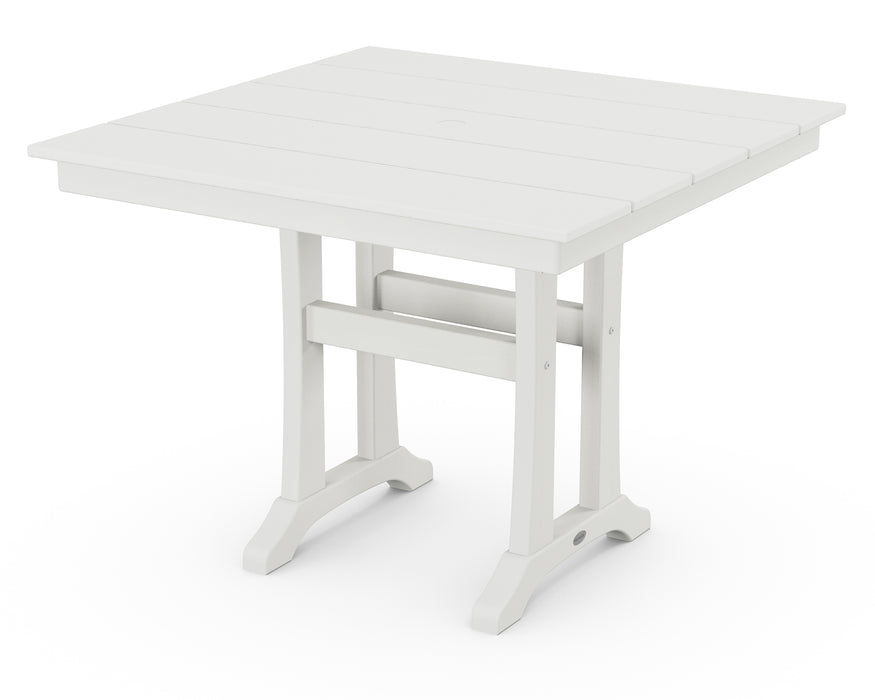 POLYWOOD Farmhouse Trestle 37" Dining Table in Vintage White