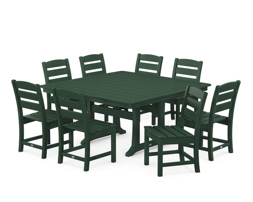 POLYWOOD Lakeside 9-Piece Nautical Trestle Dining Set in Green image