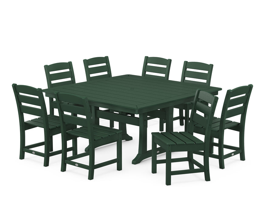 POLYWOOD Lakeside 9-Piece Nautical Trestle Dining Set in Green