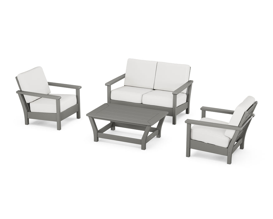 POLYWOOD Harbour 4-Piece Deep Seating Set in Slate Grey / Natural Linen image