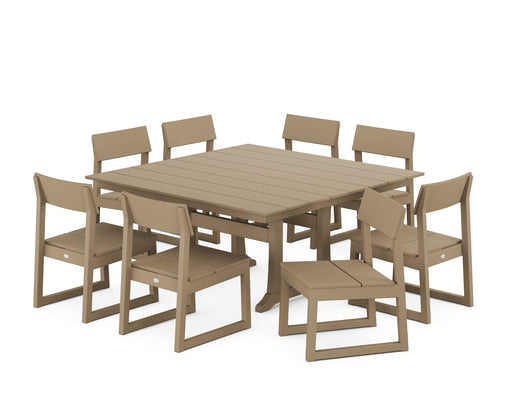 POLYWOOD EDGE Side Chair 9-Piece Dining Set with Trestle Legs in Vintage Sahara image