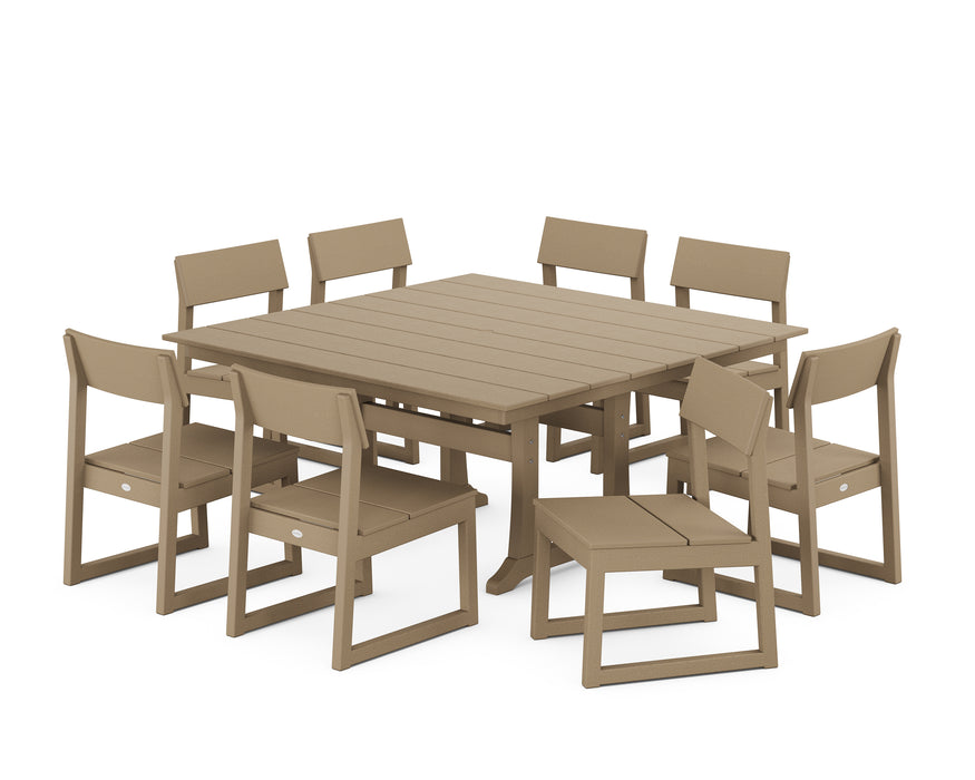 POLYWOOD EDGE Side Chair 9-Piece Dining Set with Trestle Legs in Vintage Sahara image