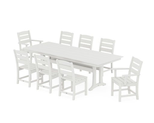 POLYWOOD Lakeside 9-Piece Farmhouse Dining Set with Trestle Legs in Vintage White image