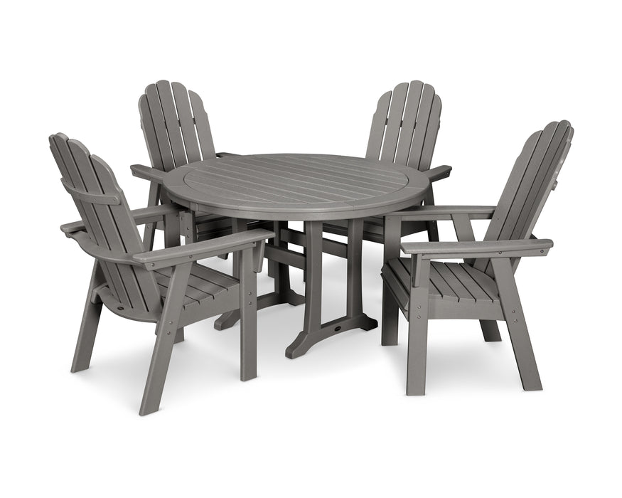 POLYWOOD Vineyard Curveback Adirondack 5-Piece Nautical Trestle Dining Set in Slate Grey