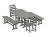 POLYWOOD Lakeside 5-Piece Farmhouse Dining Set with Benches in Slate Grey image