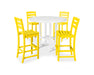 POLYWOOD La Casa Cafe 5-Piece Side Chair Bar Dining Set in Lemon / White image