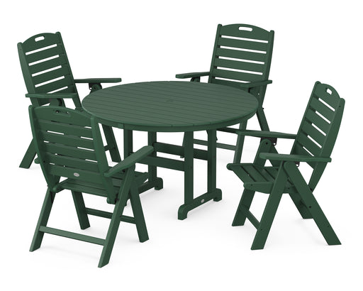 POLYWOOD Nautical 5-Piece Round Farmhouse Dining Set in Green image