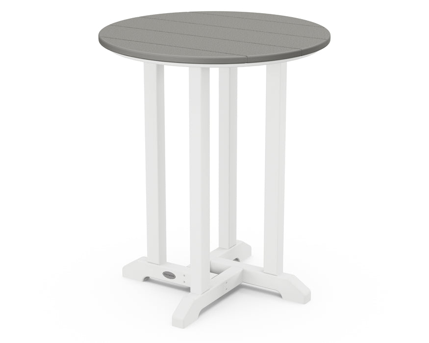 POLYWOOD Contempo 24" Round Dining Table in White / Slate Grey