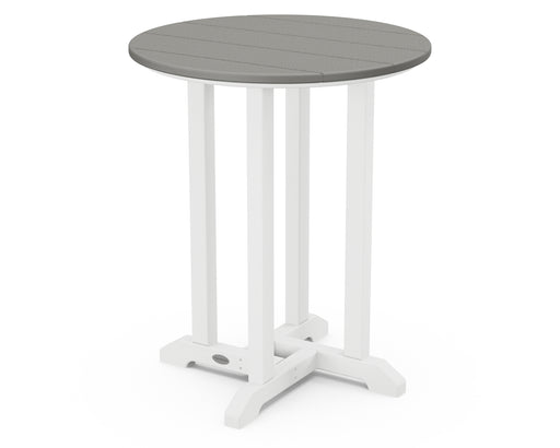 POLYWOOD Contempo 24" Round Dining Table in White / Slate Grey image