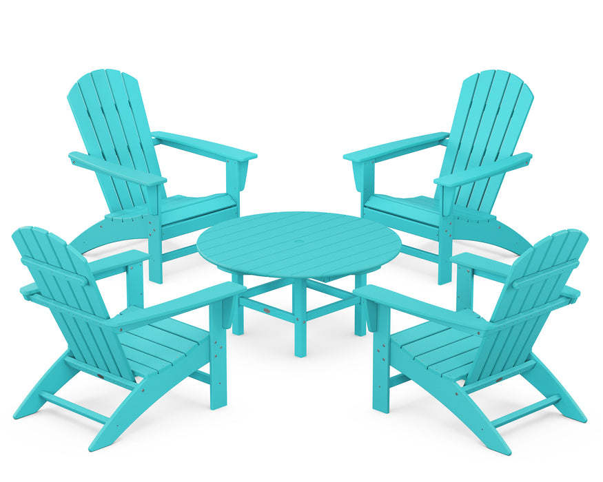 POLYWOOD Nautical 5-Piece Adirondack Chair Conversation Set in Aruba image