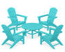 POLYWOOD Nautical 5-Piece Adirondack Chair Conversation Set in Aruba image