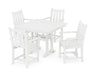 POLYWOOD Traditional Garden 5-Piece Farmhouse Dining Set With Trestle Legs in White image