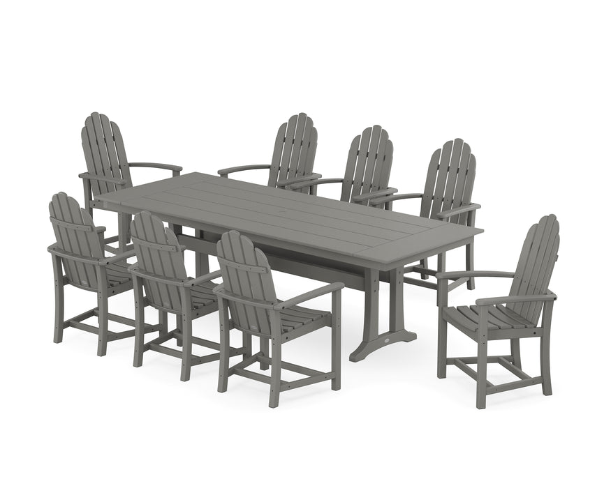 POLYWOOD Classic Adirondack 9-Piece Farmhouse Dining Set with Trestle Legs in Slate Grey image